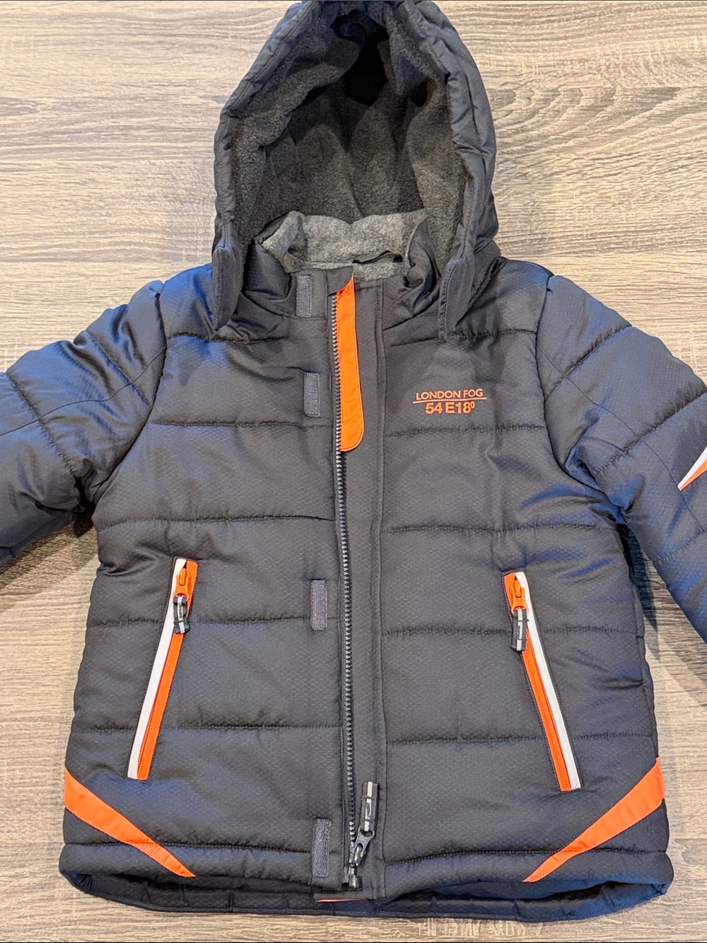 London Fog Gray Jacket with Orange Trim